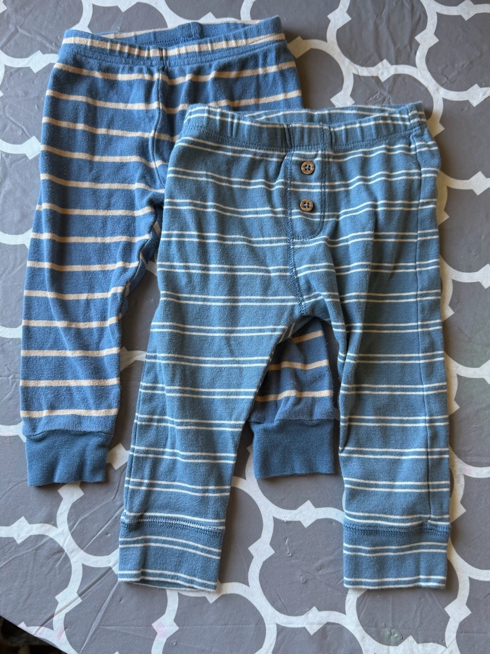 Blue Striped Kids Bottoms - Set of 2 12 M